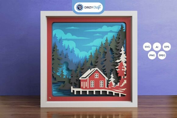 Download Red Home in the Forest 3D Layered - 3d layered Collection
