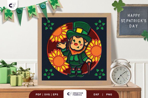 Download Leprechaun with Sunflower 3D Shadow Box - Sunflower 3d shadow box Collection