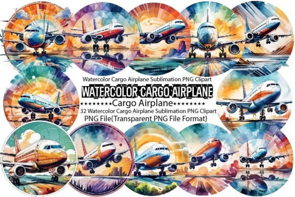 Download Watercolor Cargo Airplane Sublimation - Cargo Collection