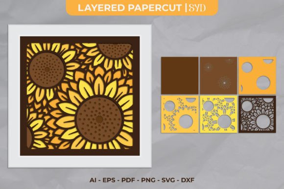 Download Sunflower 3D Shadow Box SVG - Sunflower 3d shadow box Collection