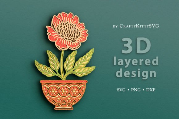 Download Peony Flower 3D Layered SVG Cut File - 3d layered Collection
