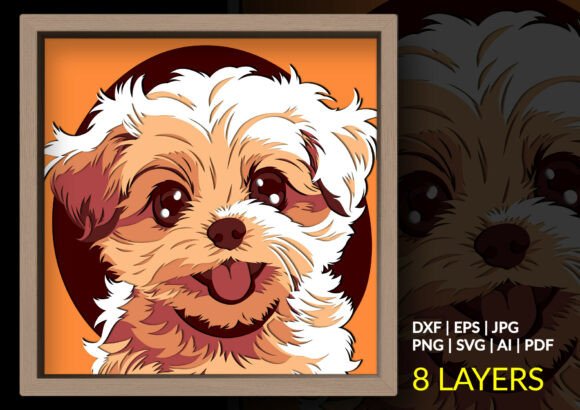 Download Cute Puppy Dog 3D Layered Shadow Box - 3d layered Collection