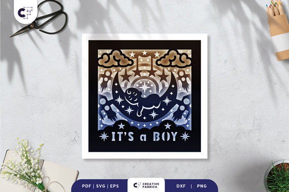 Download It's a Boy Baby Shower Shadow Box SVG - Premium Resources