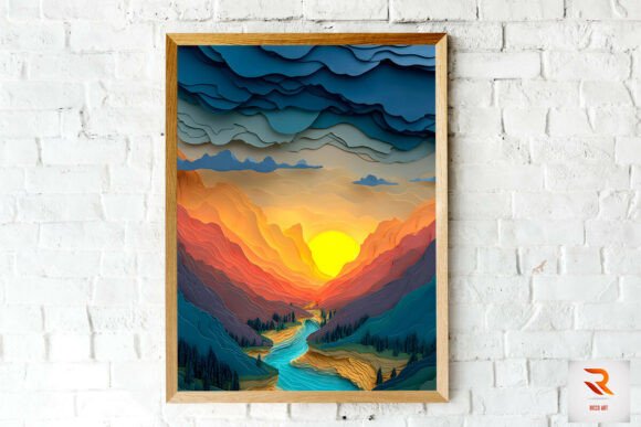 Download Stunning Sunset 3D Layered Paper Art - 3d layered Collection