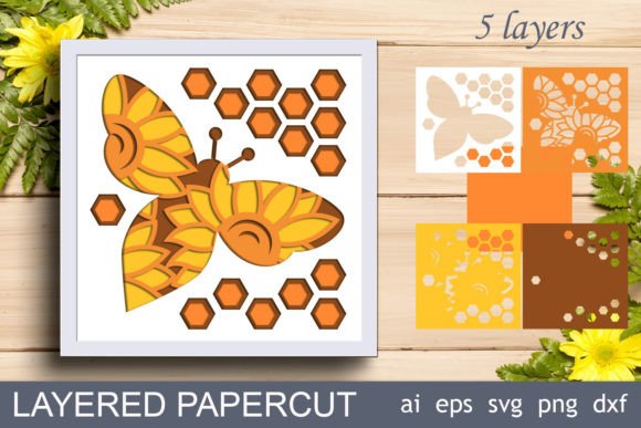Download Bee and Sunflower 3d Shadow Box Svg - Sunflower 3d shadow box Collection