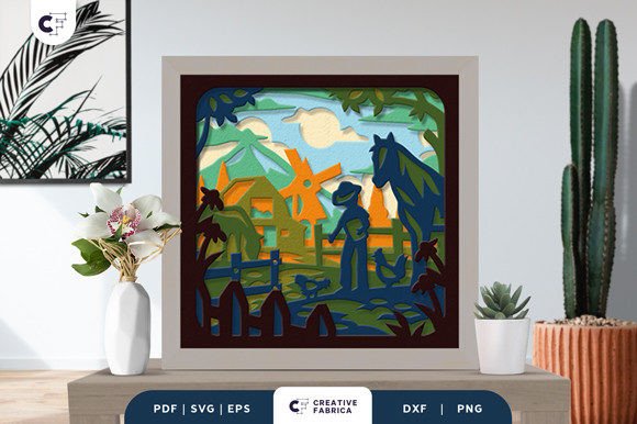 Download Spring Farm Village 3D Layered Paper Cut - Premium Bundle