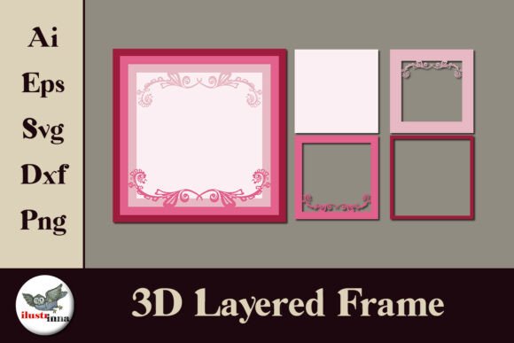 Download Pink 3D Layered Frame SVG - 3d layered Collection