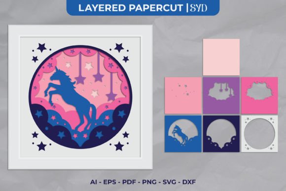Download Fantasy Unicorn 3D Layered Papercut SVG - 3d layered Collection
