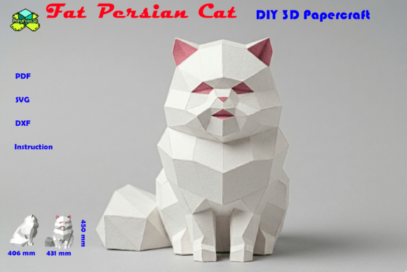 Download Fat Persian Cat DIY 3D Papercraft - Premium Bundle