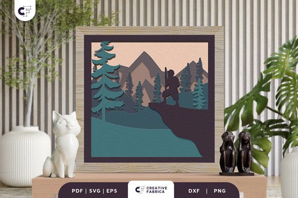 Download Boy Hiking Mountain 3D Paper Cut - Premium Resources