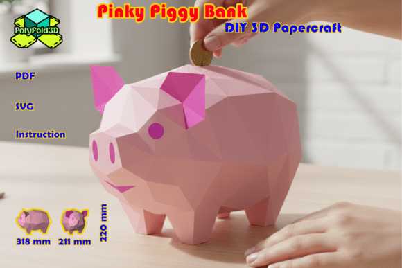 Download Pinky Piggy Bank DIY 3D Papercraft - Premium Resources