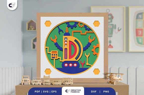 Download Alphabet Robot Letter D 3D Shadow Box - Premium Resources