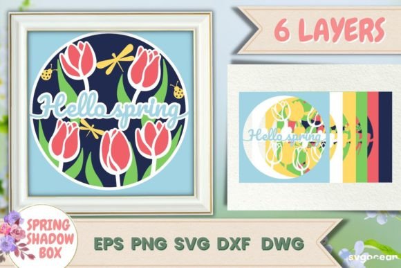 Download Shadow Box Hello Spring | 3D Layered SVG - 3d layered Collection