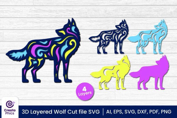 Download 3D Multi Layered Decorative Wolf SVG - Premium Bundle