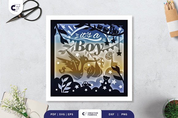 Download It's a Boy Baby Shower 3D Shadow Box - Premium Resources