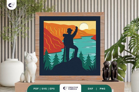 Download Boy Hiking Mountain 3D Shadow Box - Premium Resources